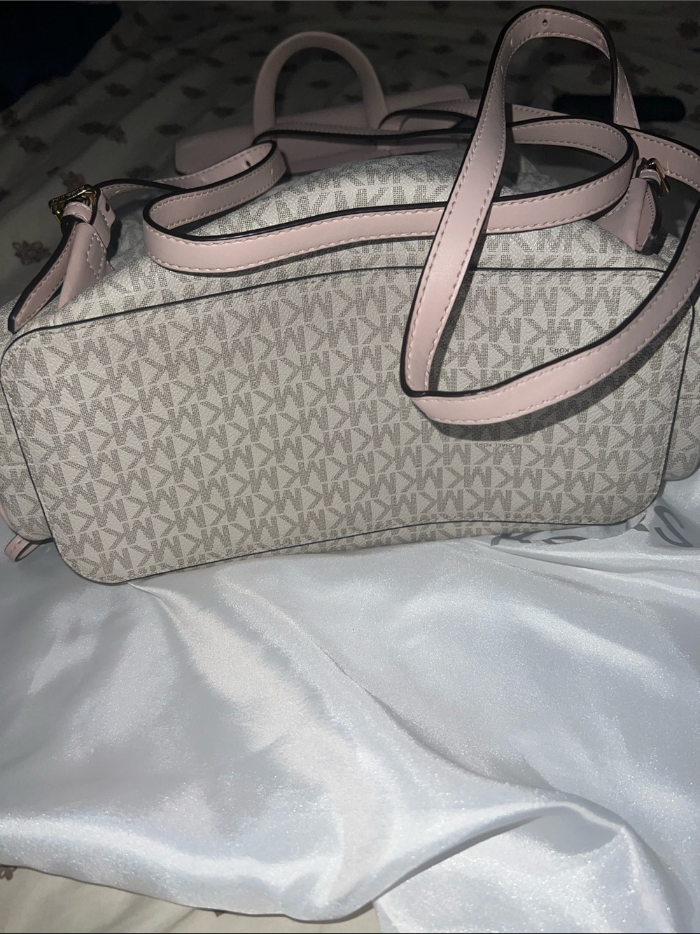 Michael Kors Light Pink and Beige MK Logo Backpack - Picture 8 of 9